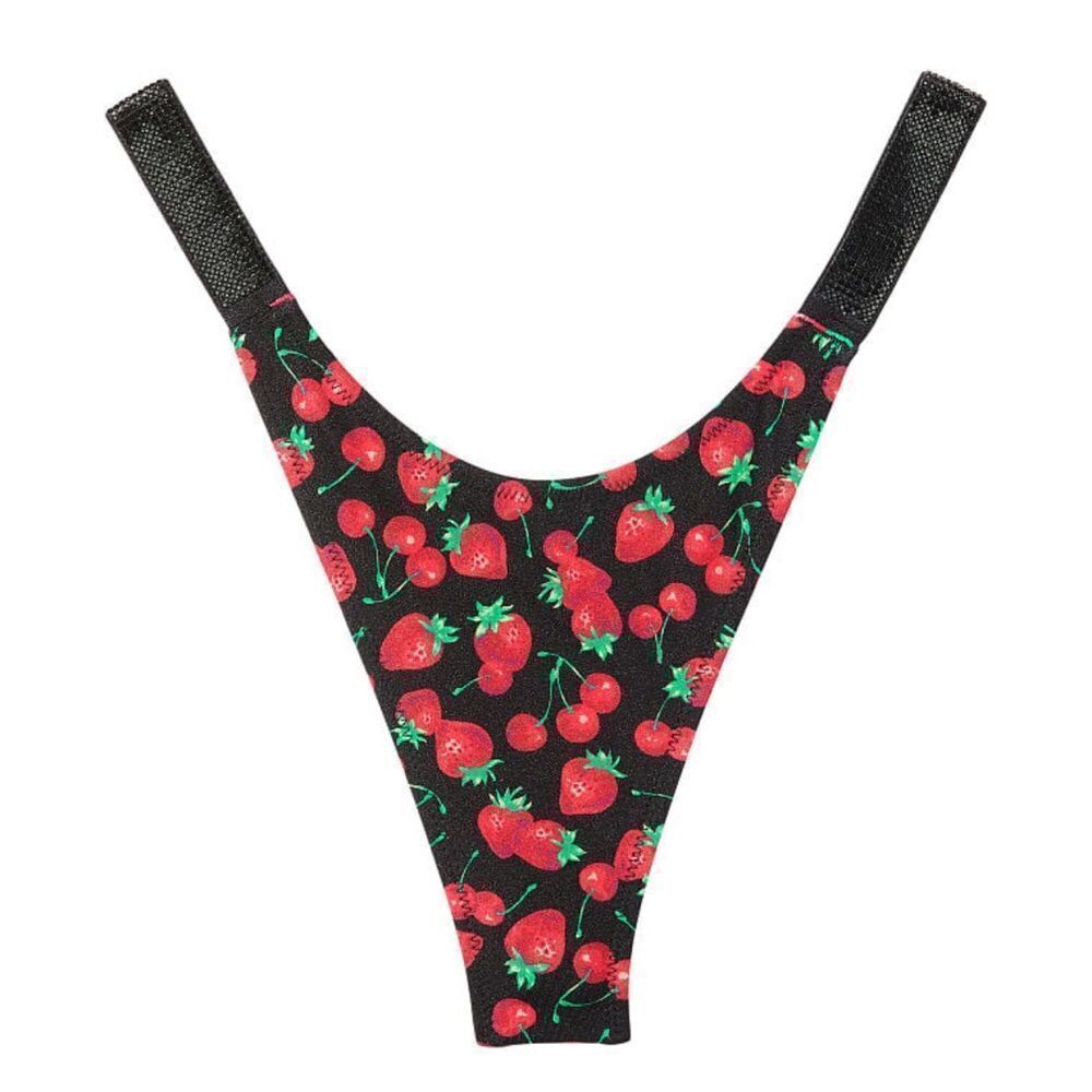 Victorias Secret Swim Rhinestone Shine Strap Thong Bikini Bottoms Mixed Berry